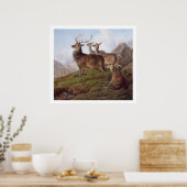 Poster Red Deer dans un paysage des Highlands, 1872 (huil (Cuisine)
