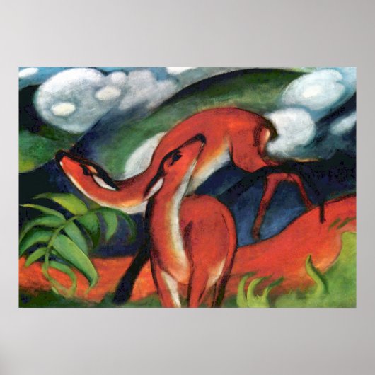 Poster Red Deer II par Franz Marc Classic Peinture (Devant)