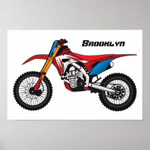 Poster Red dirt bike motorcycle