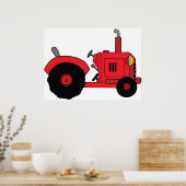 Poster Red Farm Tractor Vehicle (Cuisine)