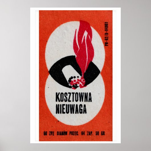 Poster Red Flame and Matchstick Matchbox Art Print (Devant)