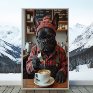 Poster Red Flannel Frenchie : Brew and Buzz