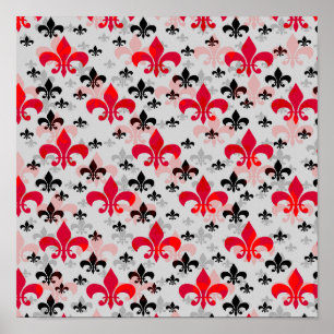Poster Red Fleur De Lis Surface Motif Design Télécharger