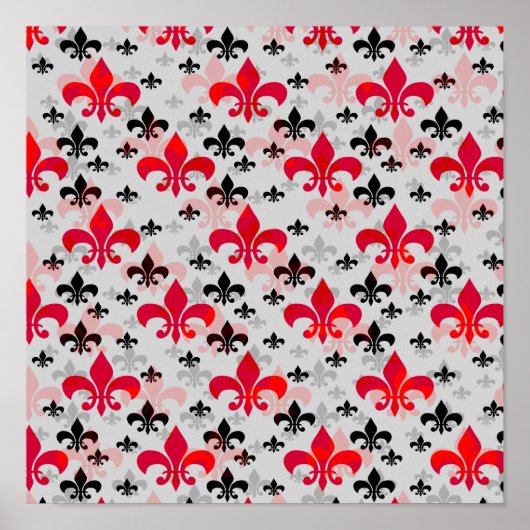 Poster Red Fleur De Lis Surface Motif Design Télécharger (Devant)