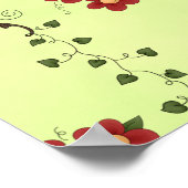 Poster Red Floral Vine Pattern on Light Green (Coin)