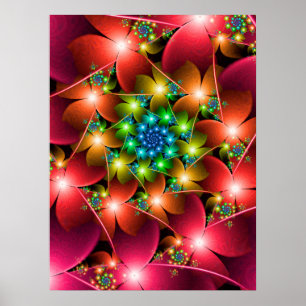 Poster Red flowers fractal