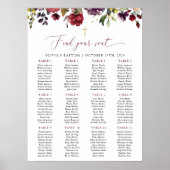 Poster Red Flowers, Pink Flowers, Baptism Seating Chart (Devant)