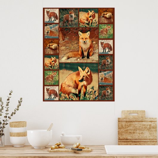 Poster Red Fox Collage (Cuisine)