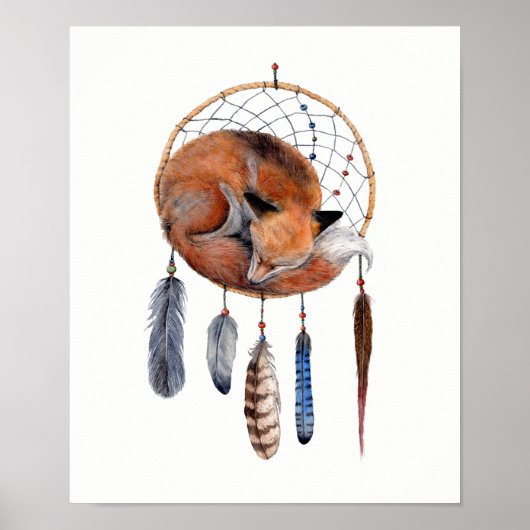Poster Red Fox dormant sur Dreamcatcher (Devant)