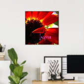 Poster Red Gerber Daisy Closeup Photo Bold Modern Inspire (Bureau à domicile)