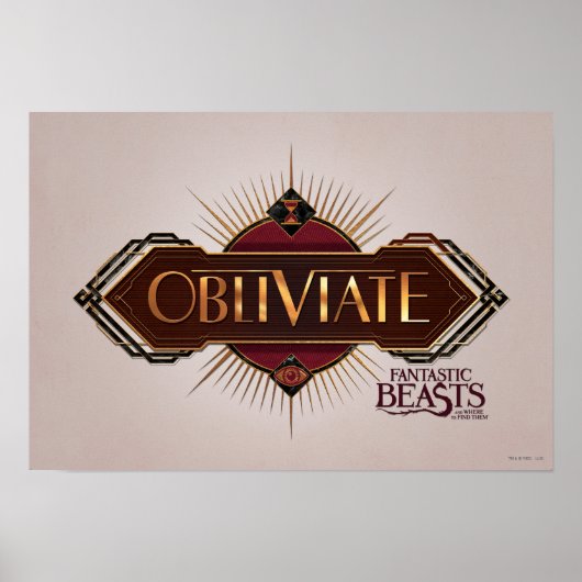 Poster Red & Gold Art Deco Obliviate Spell (Devant)