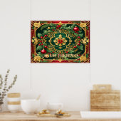 Poster Red Gold Green Christmas Holiday (Cuisine)