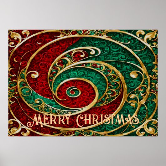 Poster Red Gold Green Christmas Holiday (Devant)