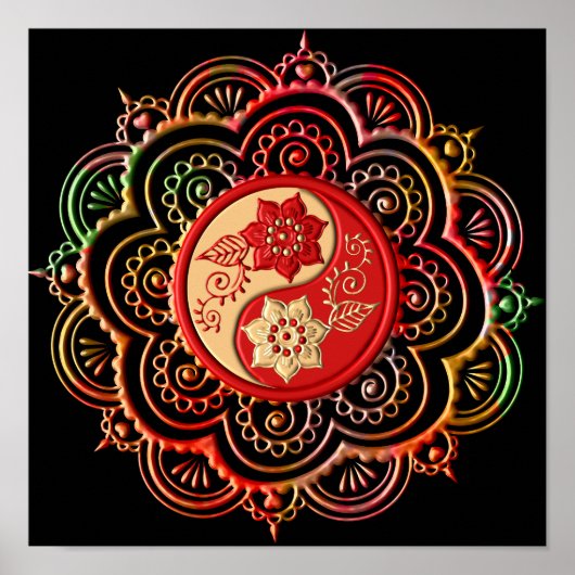 Poster Red & Gold Mandala (Devant)
