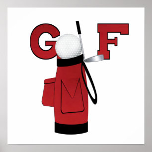 Poster Red Golf Sac Golf T-shirts et cadeaux
