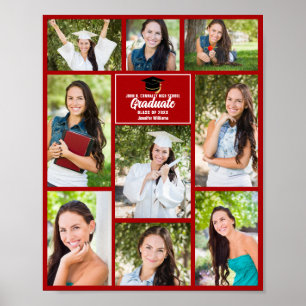 Poster Red Graduate Photo Collage Custom Graduate Party