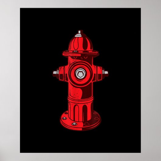 Poster Red Graphic Fire Hydrant Pompier Cadeaux de travai (Devant)
