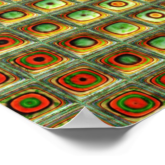 Poster Red Green 3 Art Abstrait (Coin)