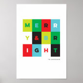 Poster Red Green Modern Merry n Bright Holiday Art Print (Devant)