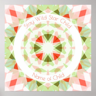 Poster Red Green Stay Wild Star Nom de l'enfant Nourritur