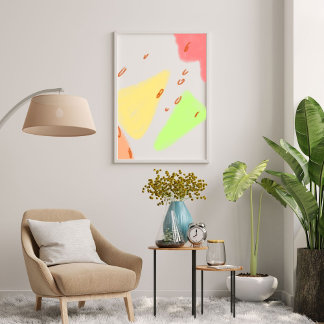 Poster Red green yellow watercolor abstract art