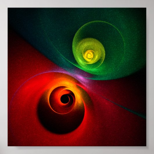 Poster Red Green Yin Yang Moderne Motif d'art Abstrait #2 (Devant)