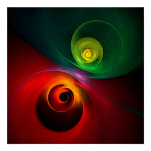 Poster Red Green Yin Yang Moderne Motif d'art Abstrait #2