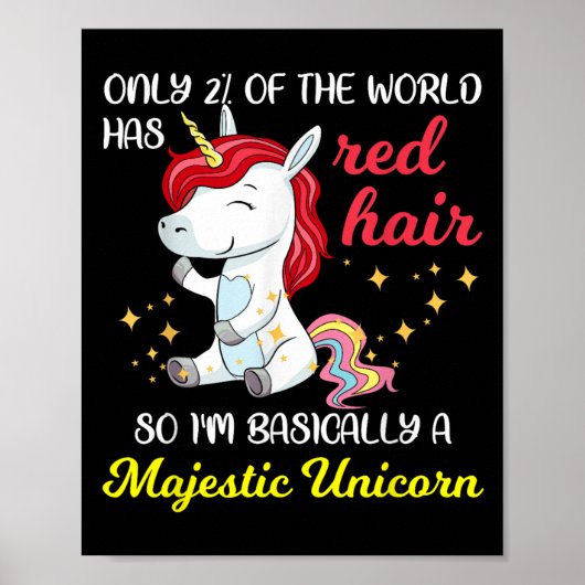 Poster Red Hair Majestic Unicorn Funny Ginger Head Pride  (Devant)