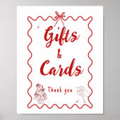 Poster Red Hand Drawn Italian Gift and Cards wedding sign (Devant)
