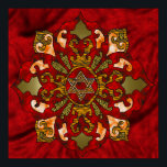 Poster Red Hanoukka Mandala<br><div class="desc">Rouges,  bronze,  orange,  remplir un mandala avec une étoile de David au centre de textures lumineuses et festives pour célébrer Hanoukka.</div>