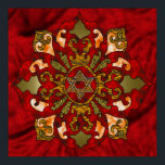 Poster Red Hanoukka Mandala<br><div class="desc">Rouges,  bronze,  orange,  remplir un mandala avec une étoile de David au centre de textures lumineuses et festives pour célébrer Hanoukka.</div>