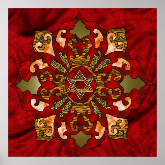 Poster Red Hanoukka Mandala (Devant)