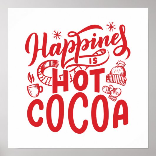 Poster Red Happiness est Hot Cocaca Typographie Holiday (Devant)