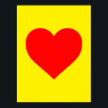 Poster Red Heart Heat Pop Art<br><div class="desc">Coeur rouge simple et chaleureux sur arrière - plan jaune vif. Une idée de décoration graphique. Forme esthétique couramment utilisée pour représenter l'amour,  le soutien,  les liens étroits,  l'amitié et l'admiration.</div>