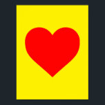 Poster Red Heart Heat Pop Art<br><div class="desc">Coeur rouge simple et chaleureux sur arrière - plan jaune vif. Une idée de décoration graphique. Forme esthétique couramment utilisée pour représenter l'amour,  le soutien,  les liens étroits,  l'amitié et l'admiration.</div>