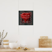 Poster Red Heart & Rose Gothic Valentine Wedding Party (Cuisine)