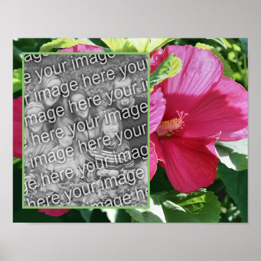 Poster Red Hibiscus Flower Frame Ajouter Votre Photo (Devant)
