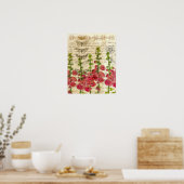 Poster Red Hollyhocks Apple Blossom Butterfly Collage (Cuisine)