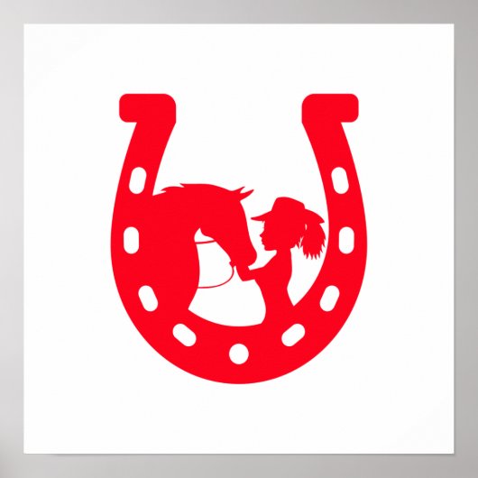 Poster Red Horseshoe Girl and Horse (Devant)