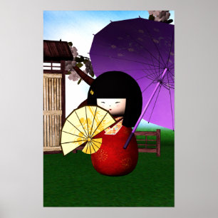 Poster Red Kokeshi