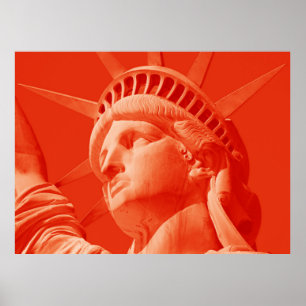 Poster Red Lady Liberty Statue New York