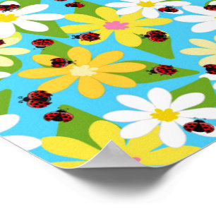 Poster Red Ladybug Beetle Insect Lover Black Hearts