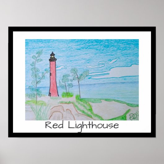 Poster Red Light House à la plage (Devant)