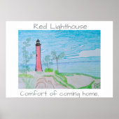 Poster Red Light House à la plage (Devant)