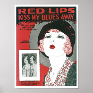 Poster Red Lips Embrasse Mon Blues En Couverture Du Livre
