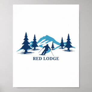 Poster Red Lodge Montana Station de ski Skier _1