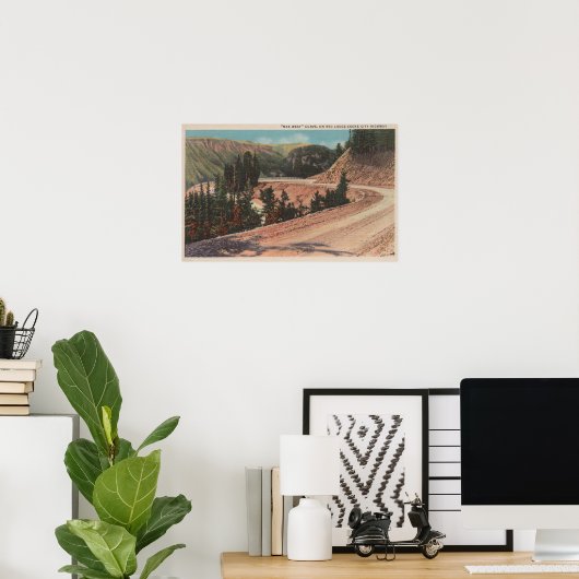 Poster Red Lodge, MT - Vue sur Mae West Curve (Bureau à domicile)