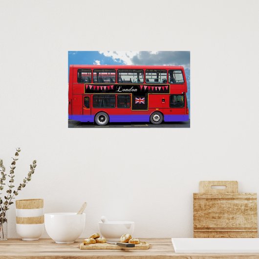 Poster Red London Bus Double Decker (Cuisine)