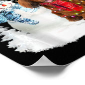 Poster Red Long Haid Dachshund Père Noël Chien neige de N (Coin)