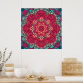 Poster Red Lotus Mandala (Cuisine)